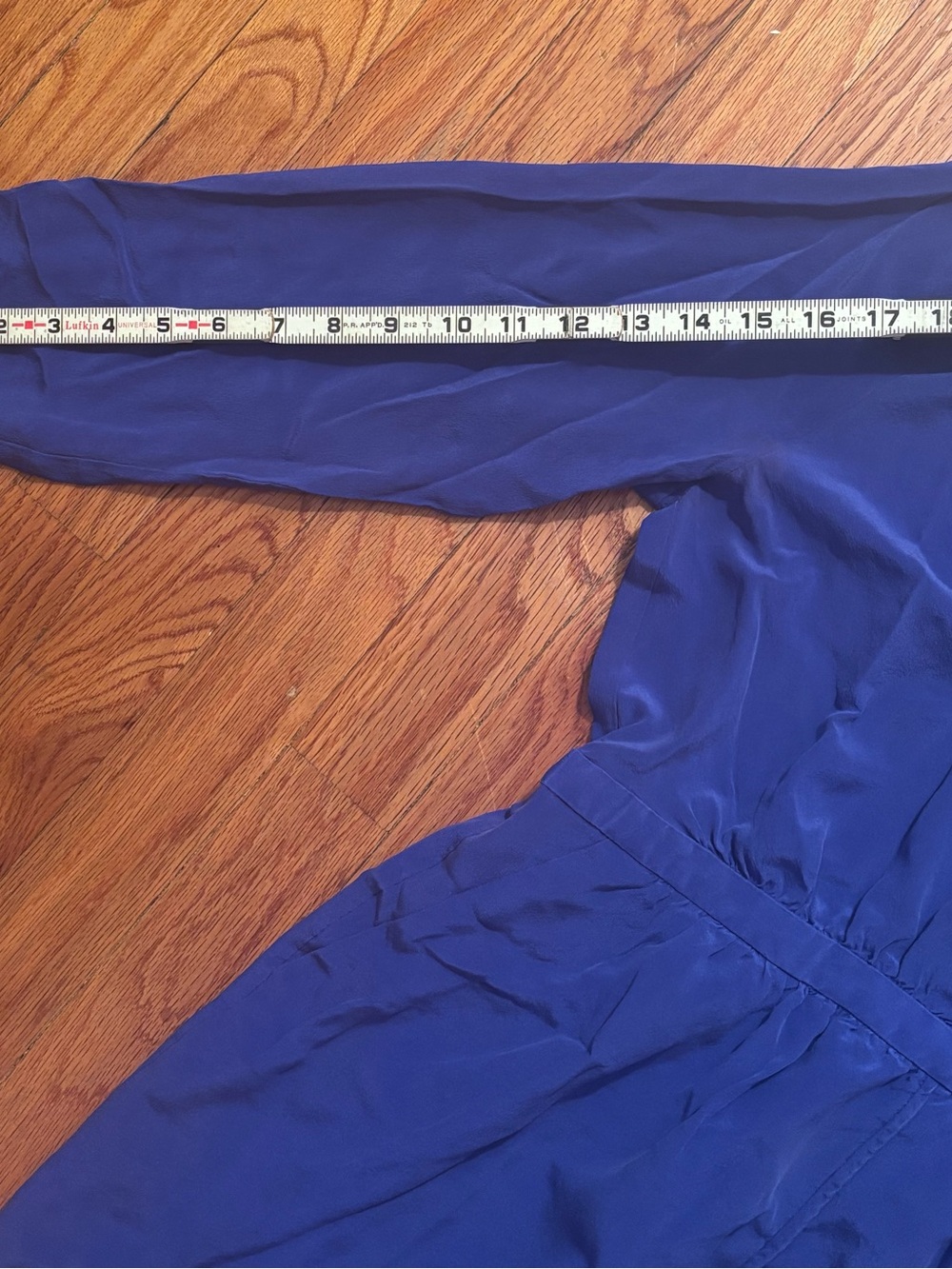 Madewell 100% Mulberry Silk Blue Fit & Flare Dress 3/4 Sleeve Women’s Size 12 - Picture 3 of 8